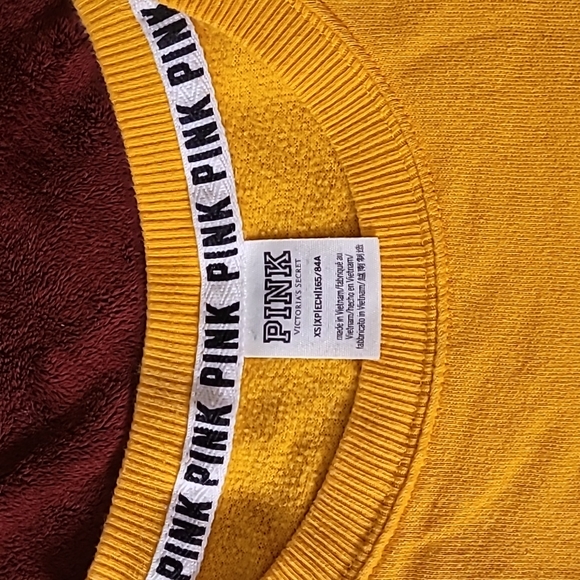 Pink VS mustard yellow sweatshirt, extra small - Picture 2 of 4